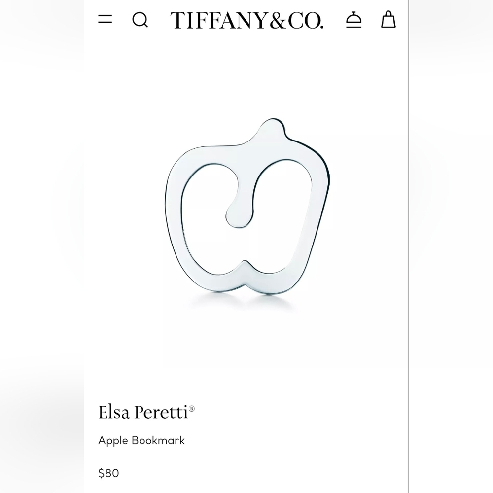 Tiffany & Co. Elsa Peretti Apple Bookmark. Sterling silver. Made in Italy.